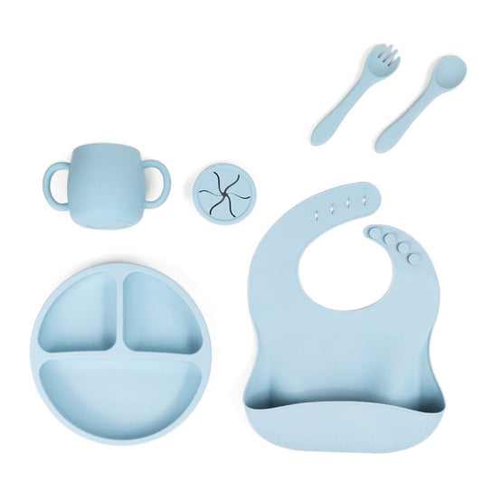 6-Piece Blue Silicone Kids Dinnerware Set