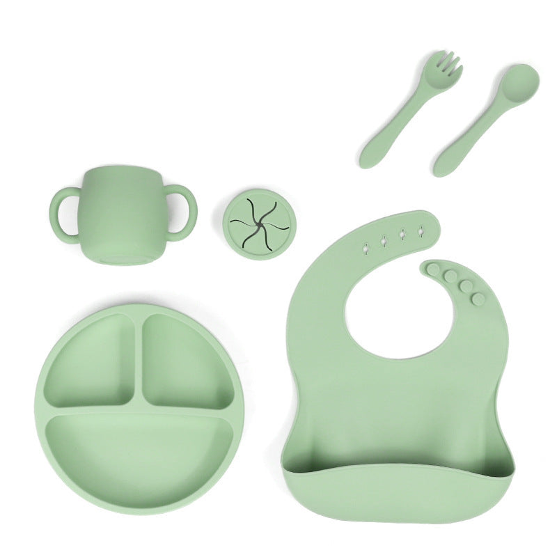 6-Piece Green Silicone Kids Dinnerware Set