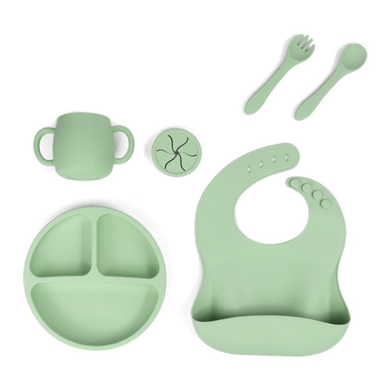 6-Piece Green Silicone Kids Dinnerware Set