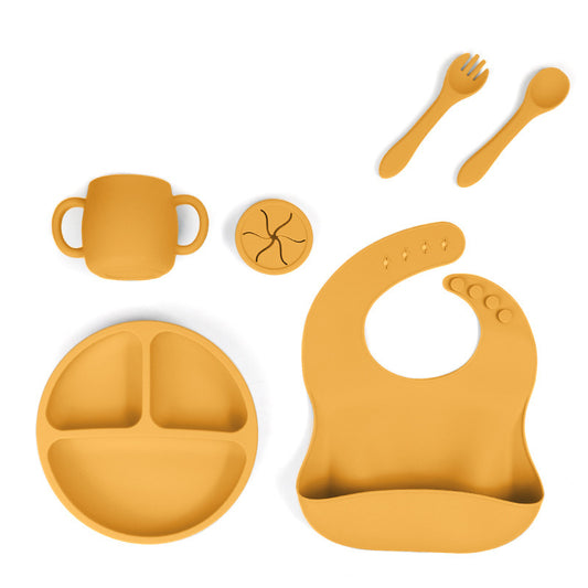 6-Piece Yellow Silicone Kids Dinnerware Set