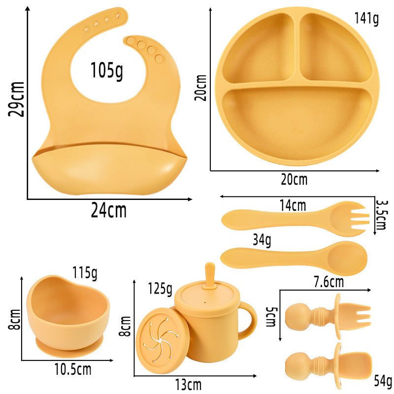 8-Piece Rose Silicone Children’s Dinnerware Set