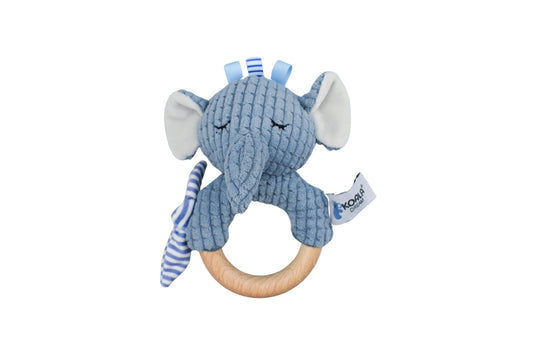Snuggle Buddy Trunks Elephant Wooden Ring Rattle