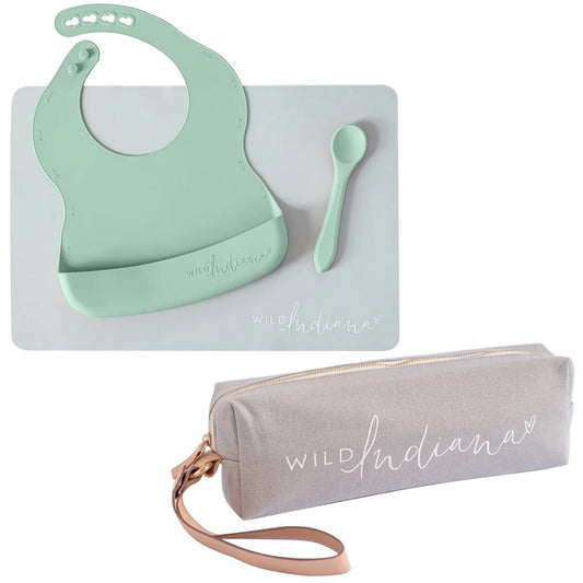 LIFEBEA WILD INDIANA EAT OUT SAGE Baby Silicone Feeding Set