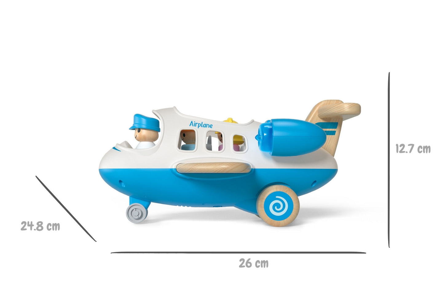 WOODEN AIRPLANE WITH SOUND AND BLUE LIGHT