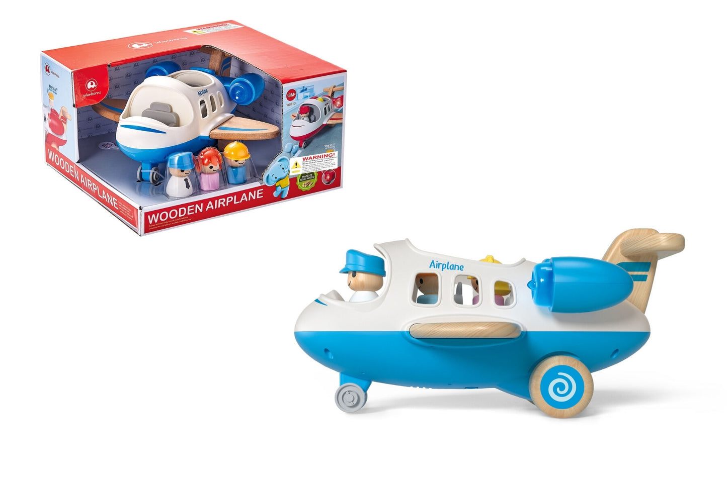 WOODEN AIRPLANE WITH SOUND AND BLUE LIGHT