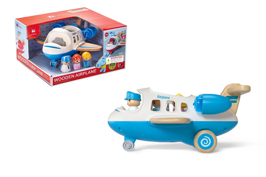 WOODEN AIRPLANE WITH SOUND AND BLUE LIGHT