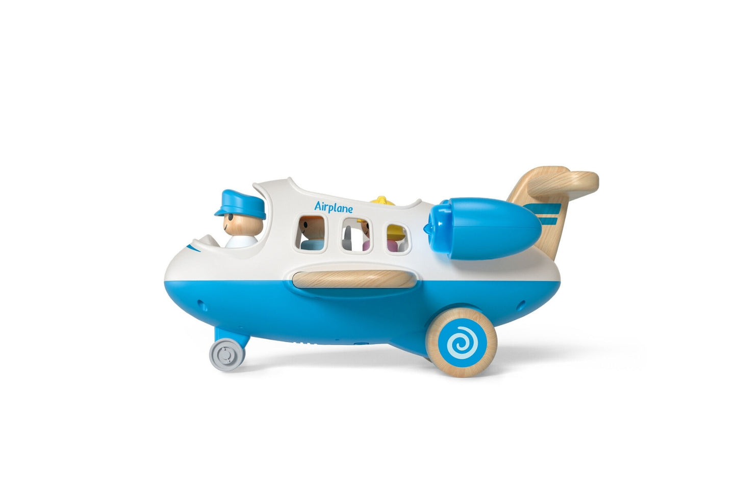 WOODEN AIRPLANE WITH SOUND AND BLUE LIGHT
