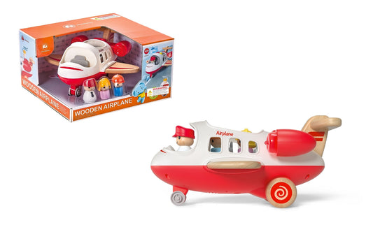 WOODEN AIRPLANE WITH SOUND AND RED LIGHT