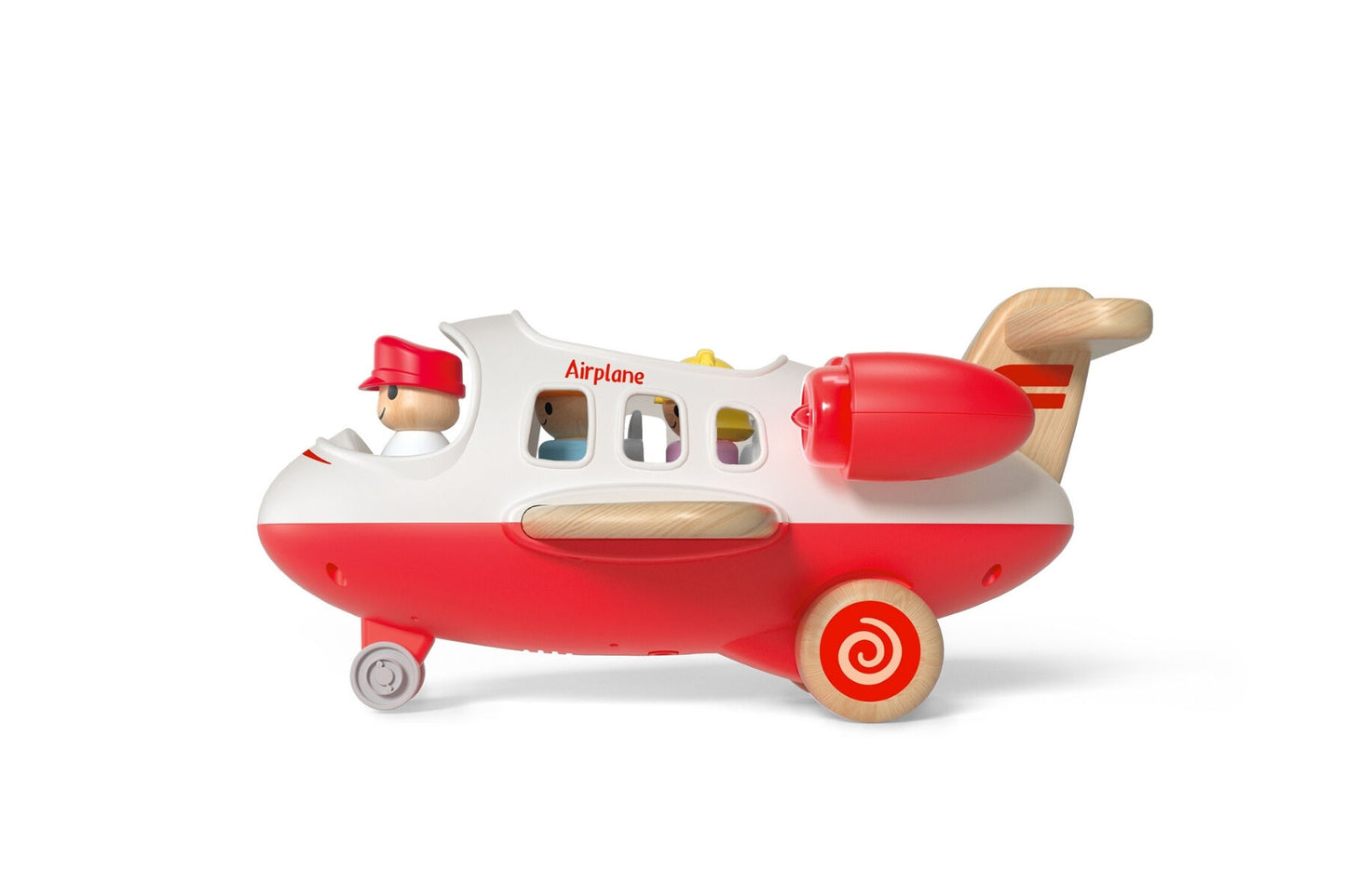 WOODEN AIRPLANE WITH SOUND AND RED LIGHT