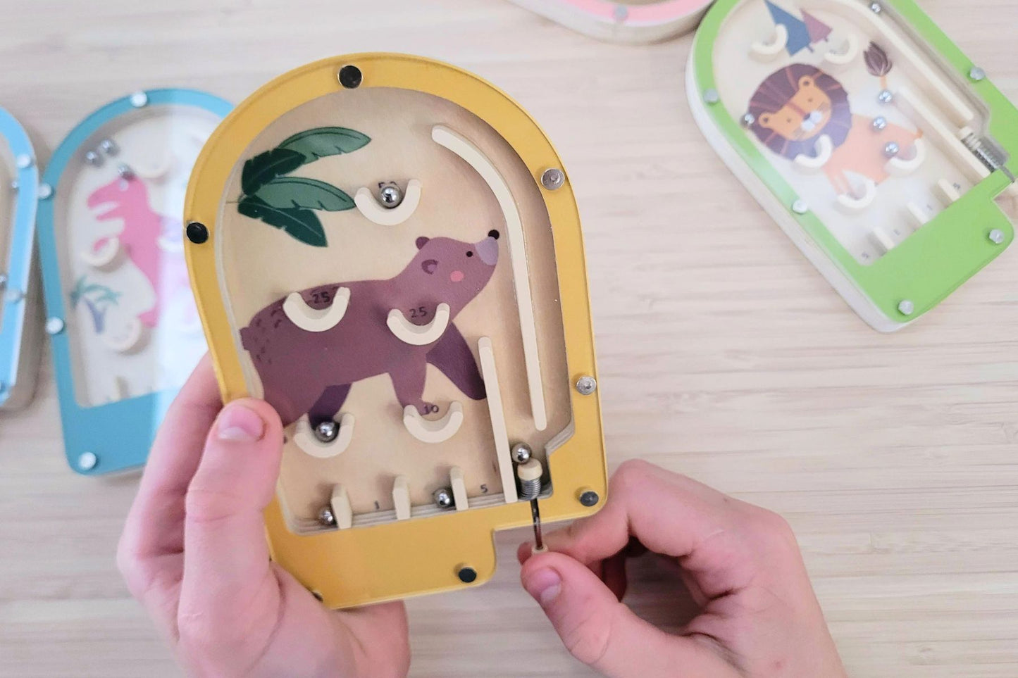 WOODEN  PINBALL GAME - SET OF 6