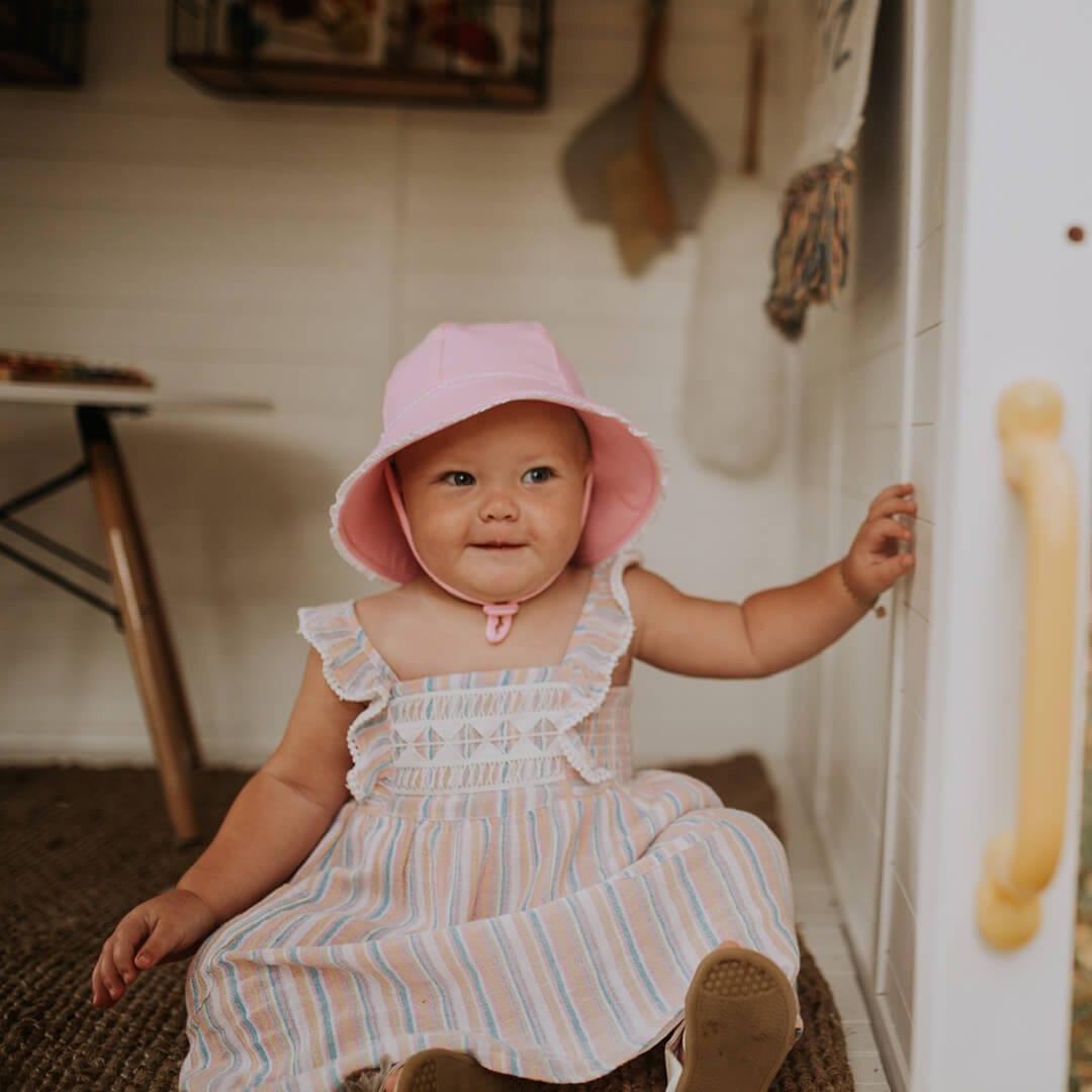 Bedhead Toddler Bucket Hat - Blush Ruffle Trim M-1942353919686610948